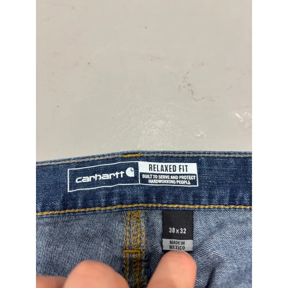 Carhartt Relaxed Fit Straight‎ Leg Jeans Mens 38x32 Blue Denim Workwear